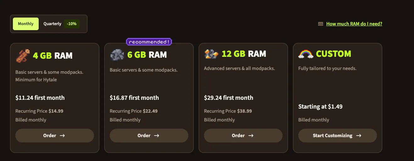 Apex Hosting Pricing